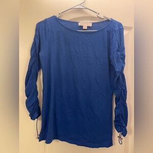 michael kors small blue top, scrunched on the side